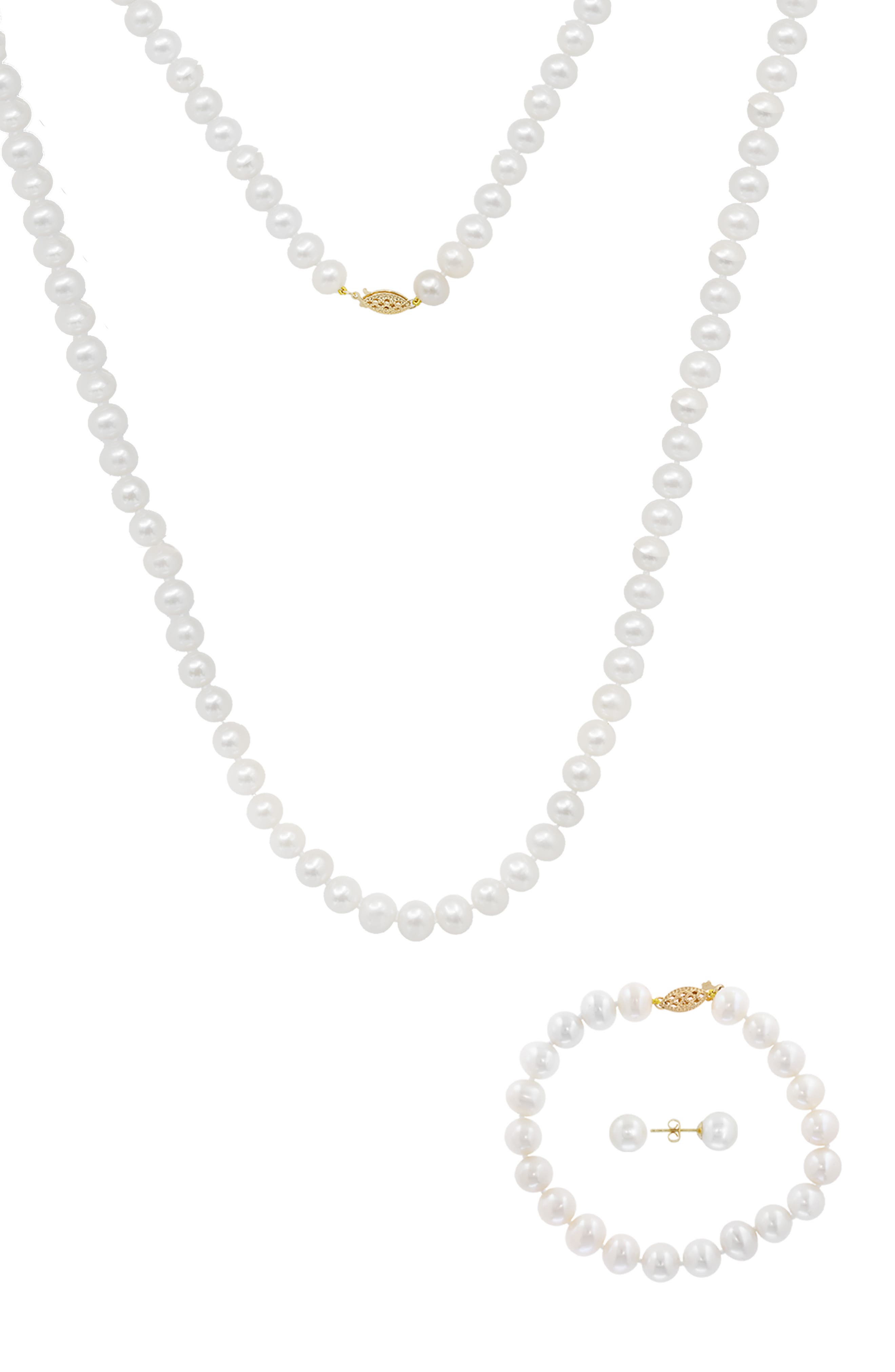 14k Gold Freshwater Cultured Pearl 3-Piece Set