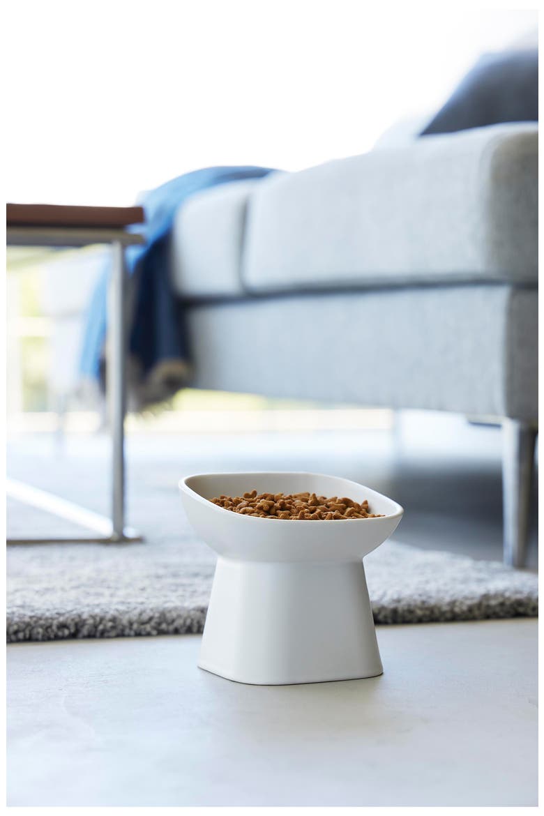 Tilted Pet Food Bowl, Alternate, color, WHITE
