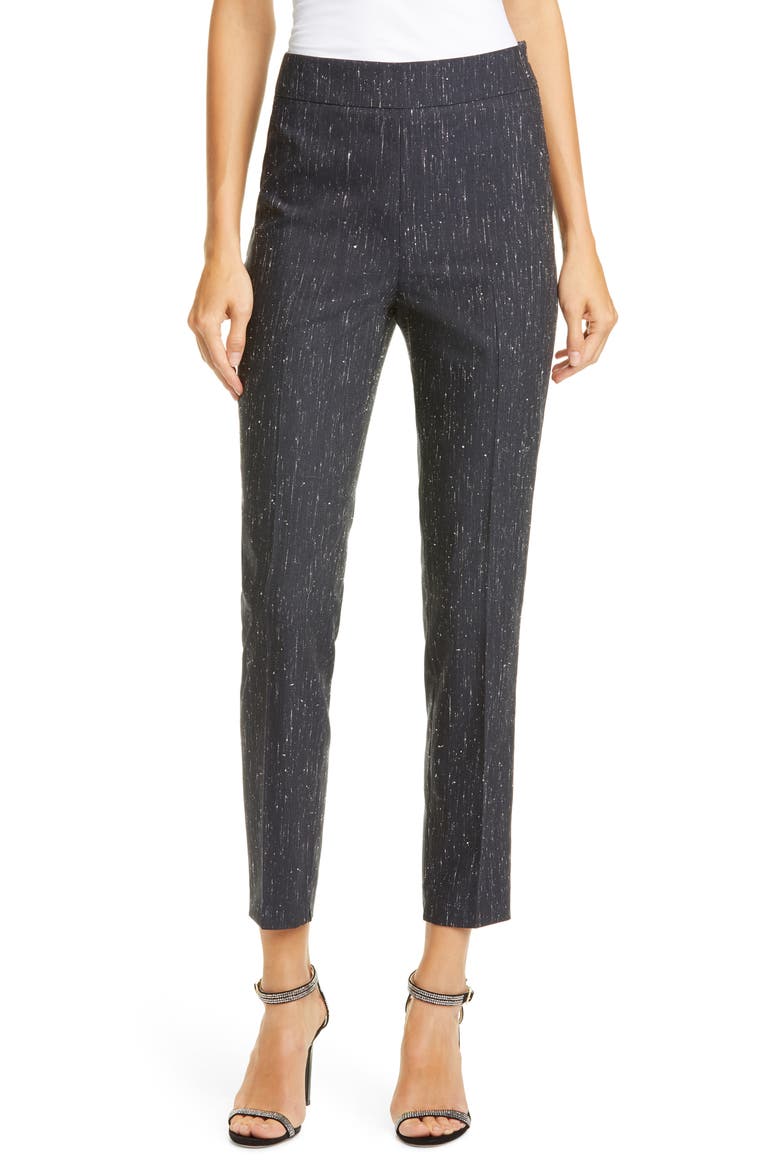 Rain Effect Bouclé Pants, Main, color, NAVY