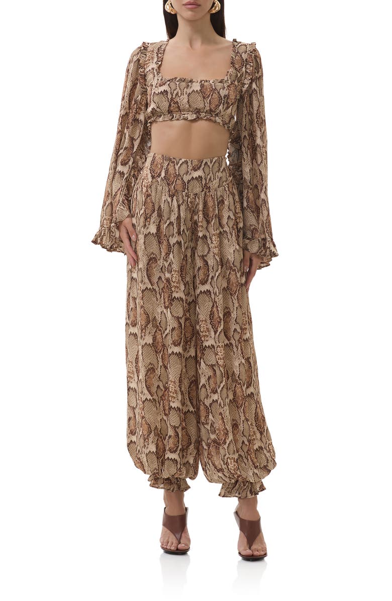 AFRM Vesper Snakeskin Print Pants, Alternate, color, Sand Snake