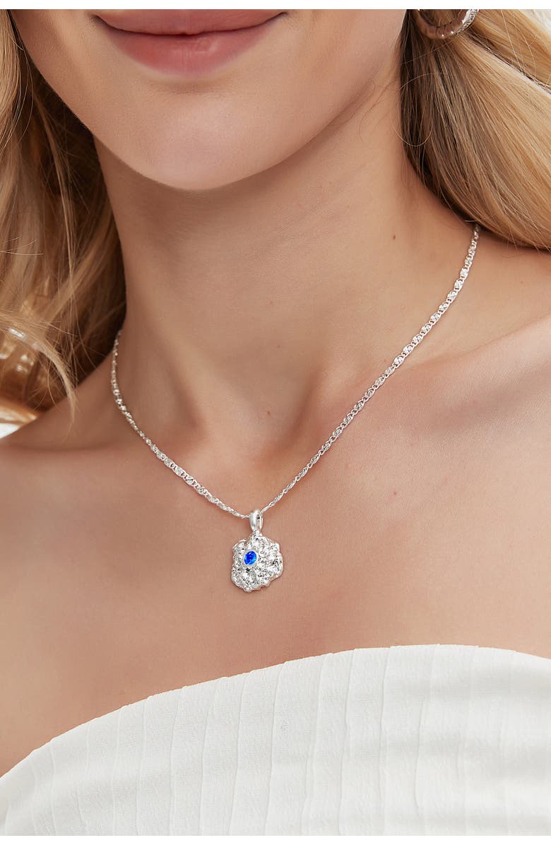 Classicharms Shayla Molten Cubic Zirconia Pendant Necklace, Alternate, color, Silver/Blue