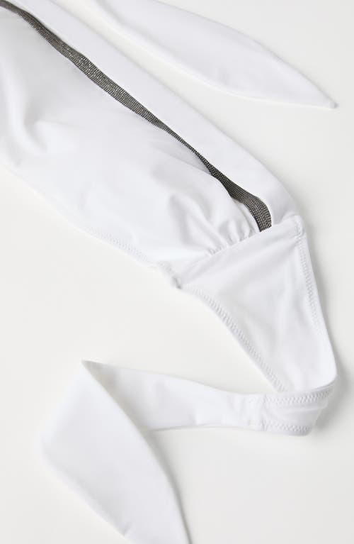 Brunello Cucinelli Bikini Bandeau Top With Monili In White