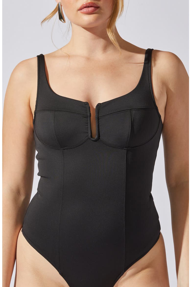 U-Bar Bodysuit, Alternate, color, BLACK