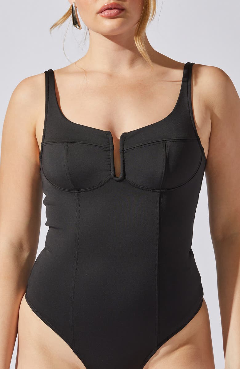ASTR the Label U-Bar Bodysuit, Alternate, color, Black