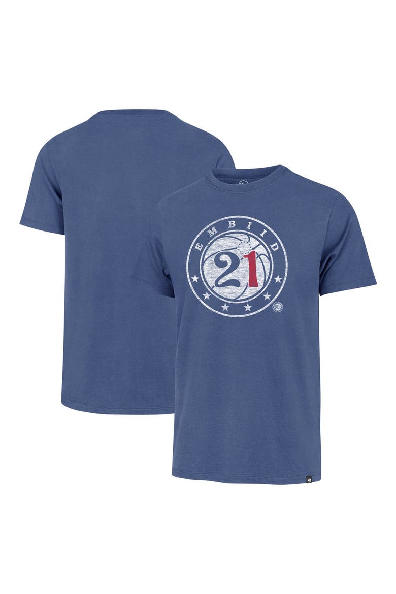 Men's '47 Joel Embiid Royal Philadelphia 76ers Player Logo Vintage T-Shirt, Alternate, color, Royal