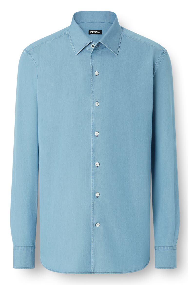 Denim Button-Up Shirt, Alternate, color, LIGHT BLUE