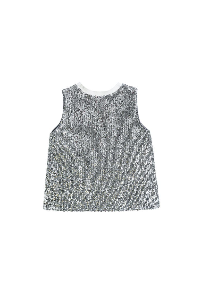 Sequin Sleeveless Shorts Set, Alternate, color, Silver