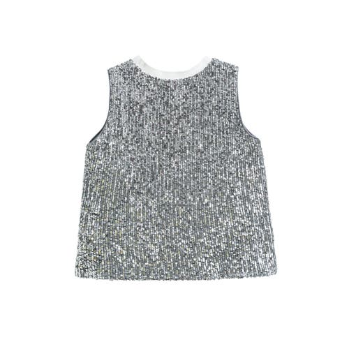 Tulleen Sequin Sleeveless Shorts Set In Gray