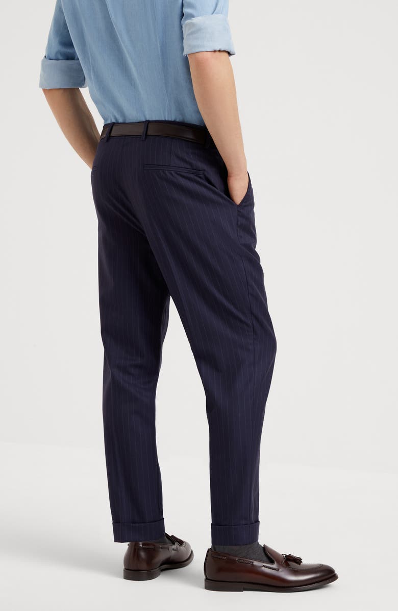 Brunello Cucinelli Leisure fit trousers with pleats, Alternate, color, Navy Blue