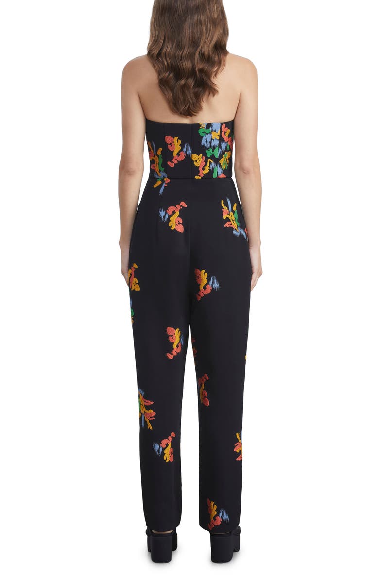 Lafayette 148 New York Floral Frost Fil Coupé Strapless Jumpsuit, Alternate, color, Black Multi