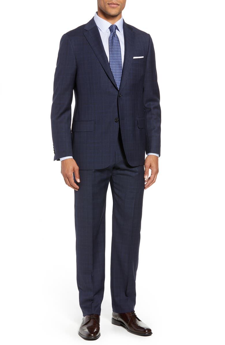 Hickey Freeman Classic Fit Plaid Wool Suit, Main, color,