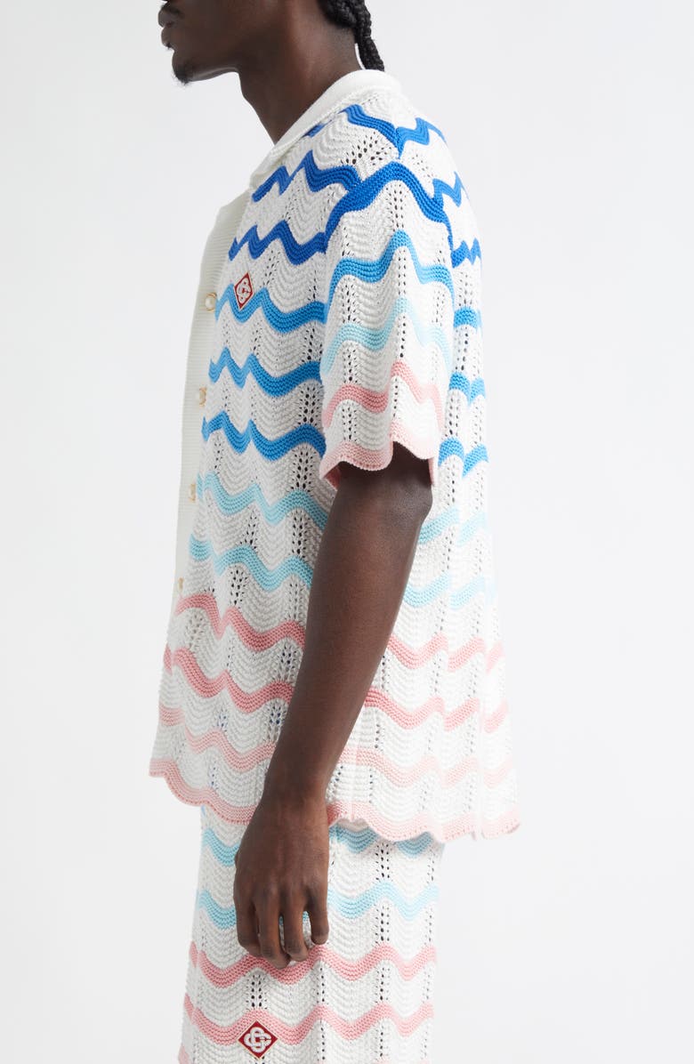 Casablanca Gradient Wave Crochet Camp Shirt, Alternate, color, Multi