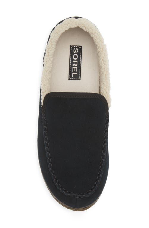 Sorel Dude Moc™ Faux Fur Lined Slipper In Black
