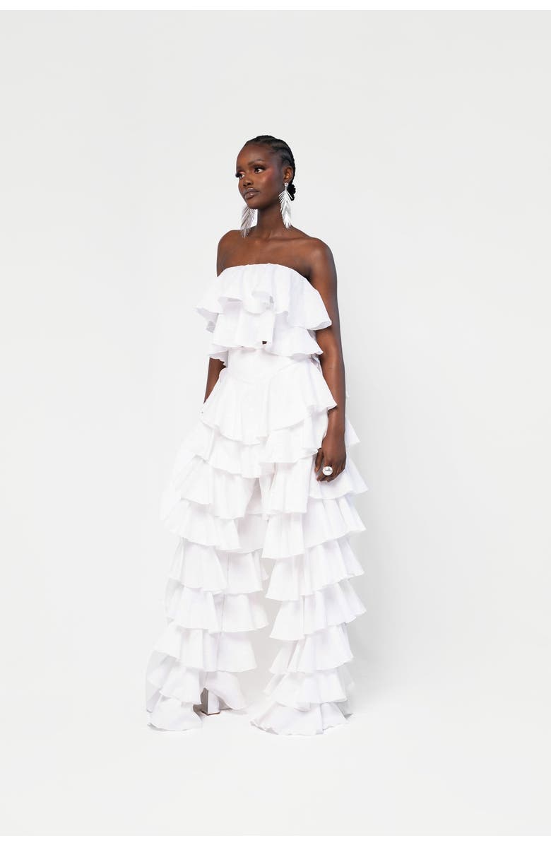 OFUURE Linen Daria Ruffle Pants, Alternate, color, White