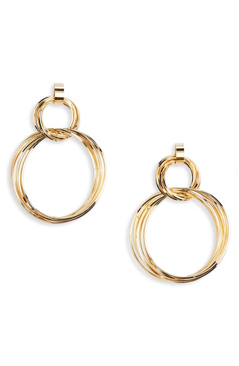 Frontal Hoop Double Drop Earrings