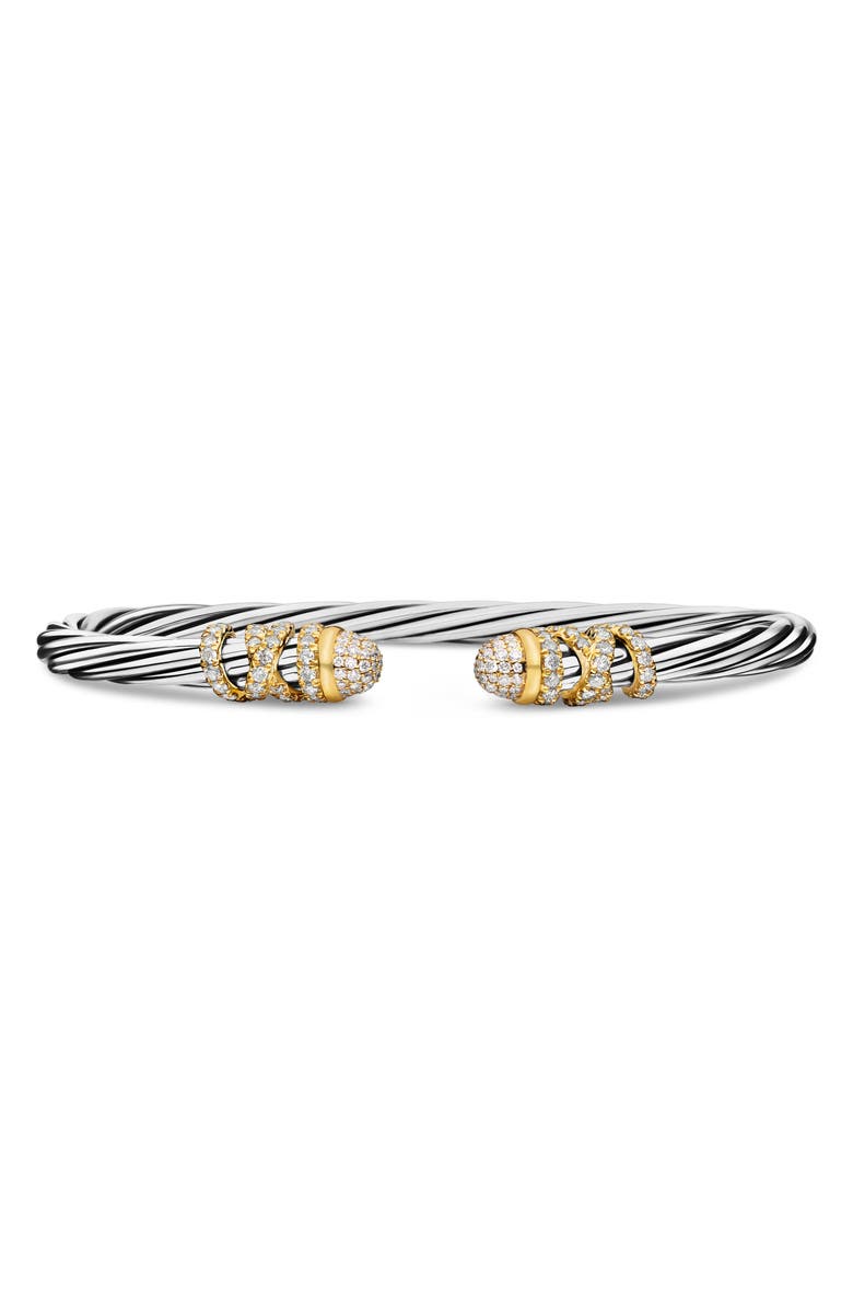 David Yurman Helena Bracelet in Sterling Silver with 18K Gold & Diamonds, 4mm, Main, color, Gold/ Silver/ Diamond