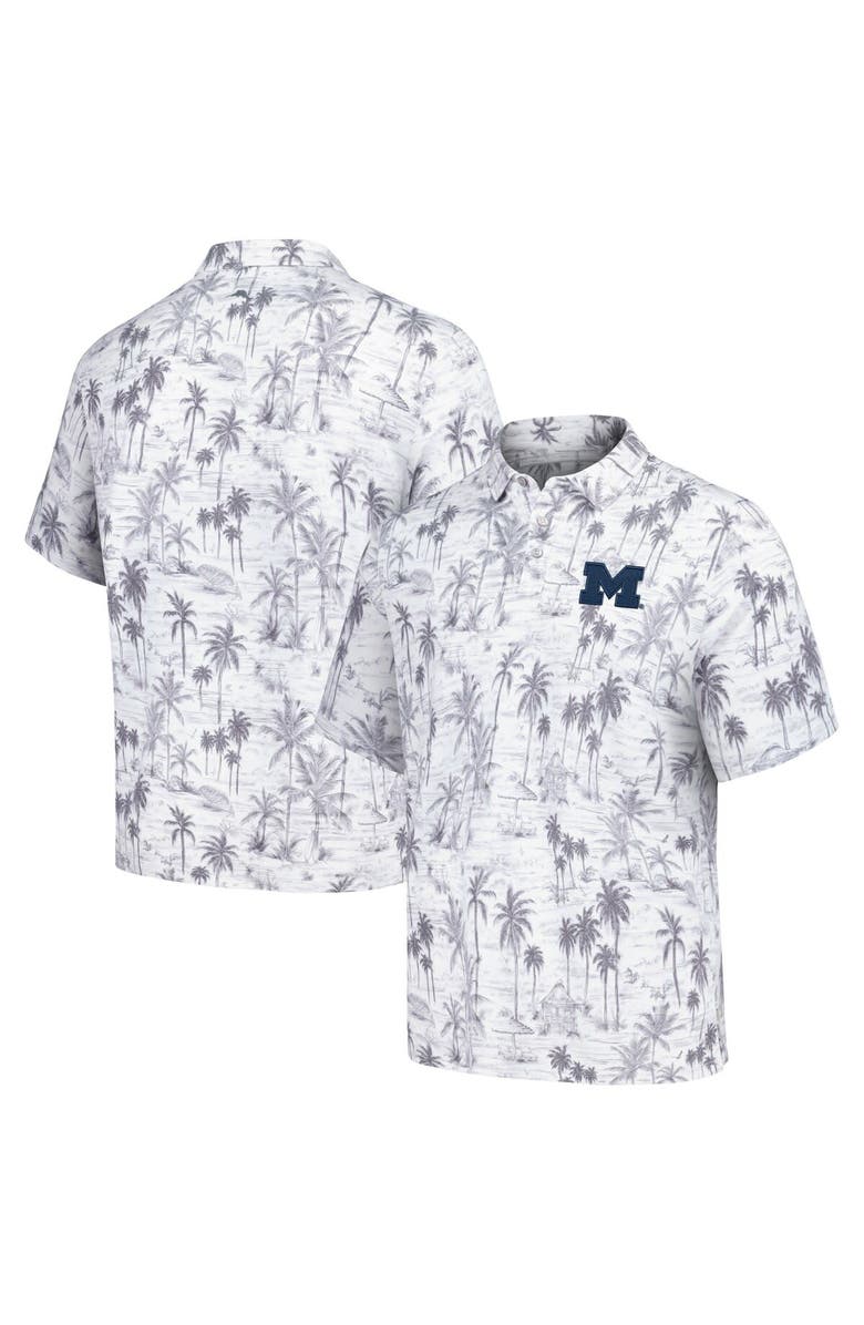 Tommy Bahama Men's Tommy Bahama Gray Michigan Wolverines Sport Cabana Shores IslandZone Tri-Blend Polo, Main, color, 