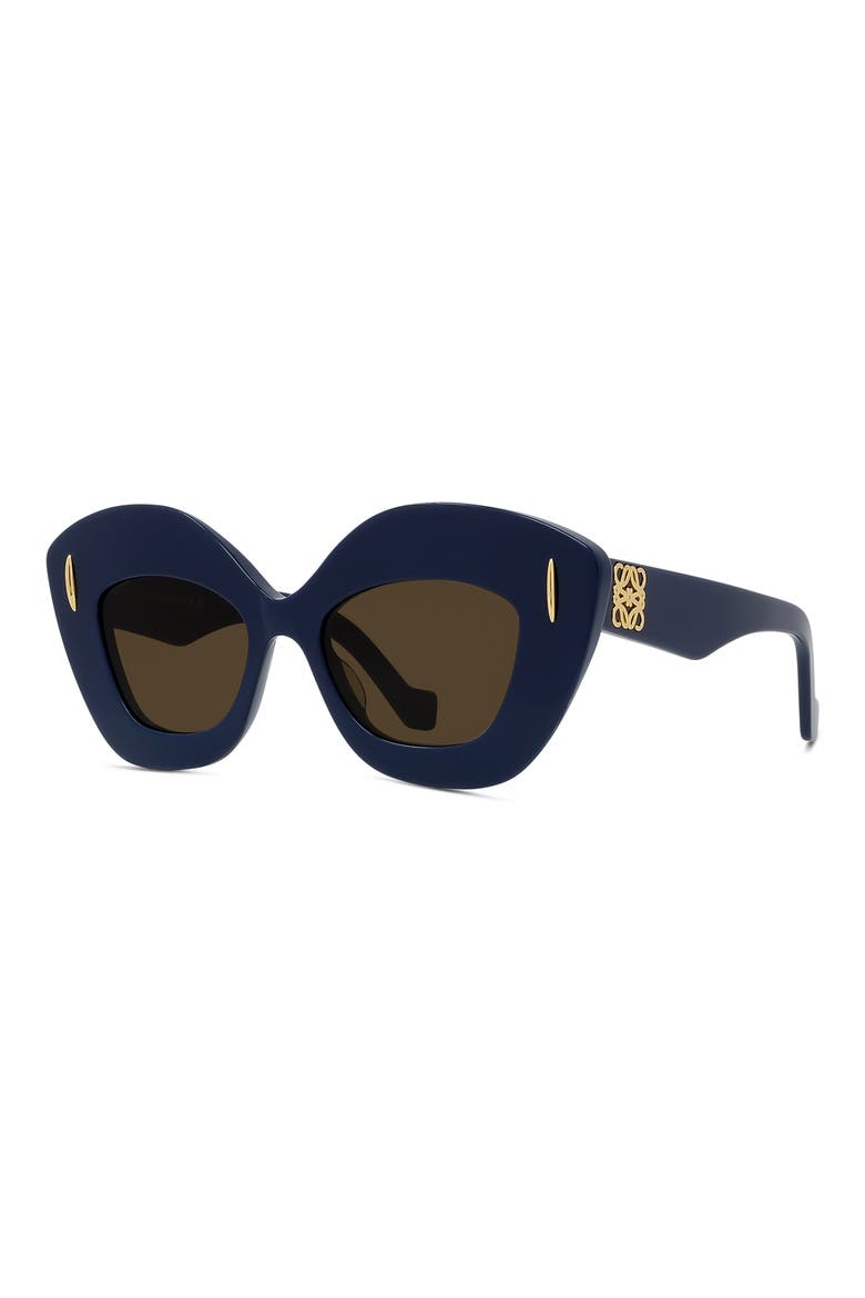 Anagram 48mm Small Cat Eye Sunglasses, Alternate, color, NAVY / BROWN