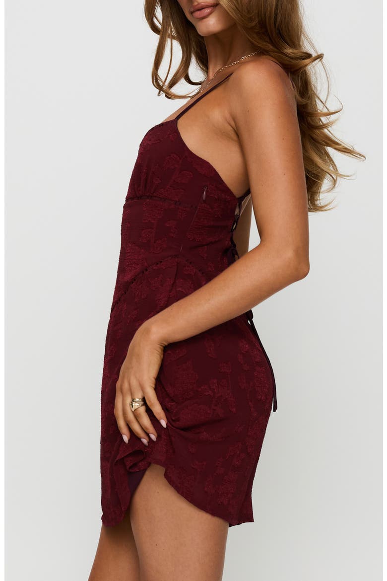 South of France Floral Burnout Minidress, Alternate, color, BURGUNDY