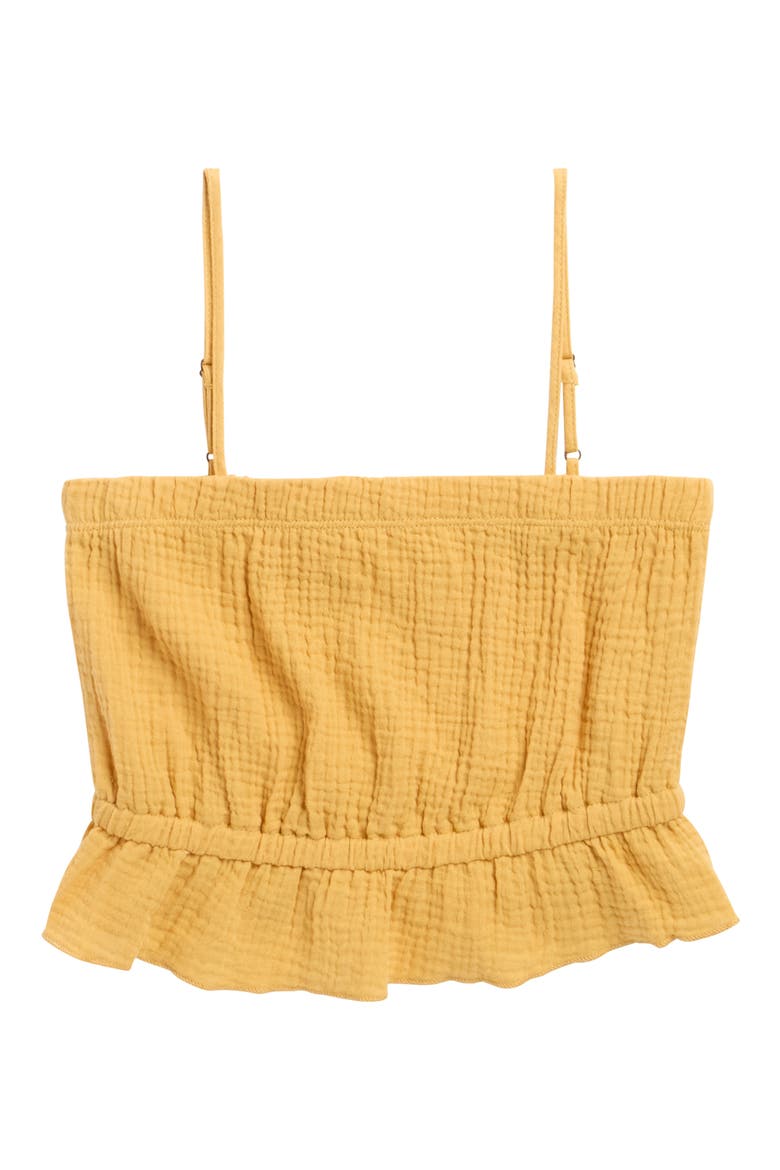 Kids' Cotton Gauze Peplum Camisole, Main, color, LIGHT MUSTARD