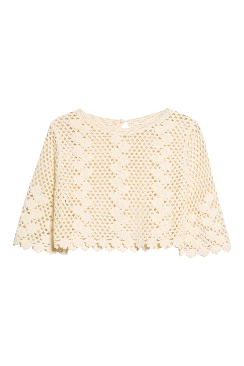 Saskia Cropped Cotton Top, Alternate, color, IVORY