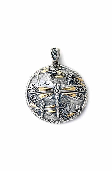 SAMUEL B. Sterling Silver & 18K Gold Dragonfly Round Pendant