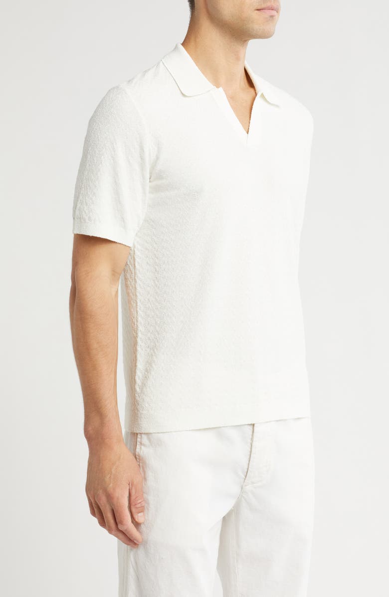 rag & bone Zuma Johnny Collar Chevron Terry Cloth Polo, Alternate, color, Chalk