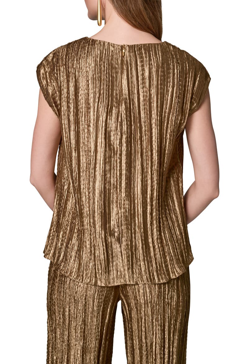 Pleated Metallic Top, Alternate, color, GOLD