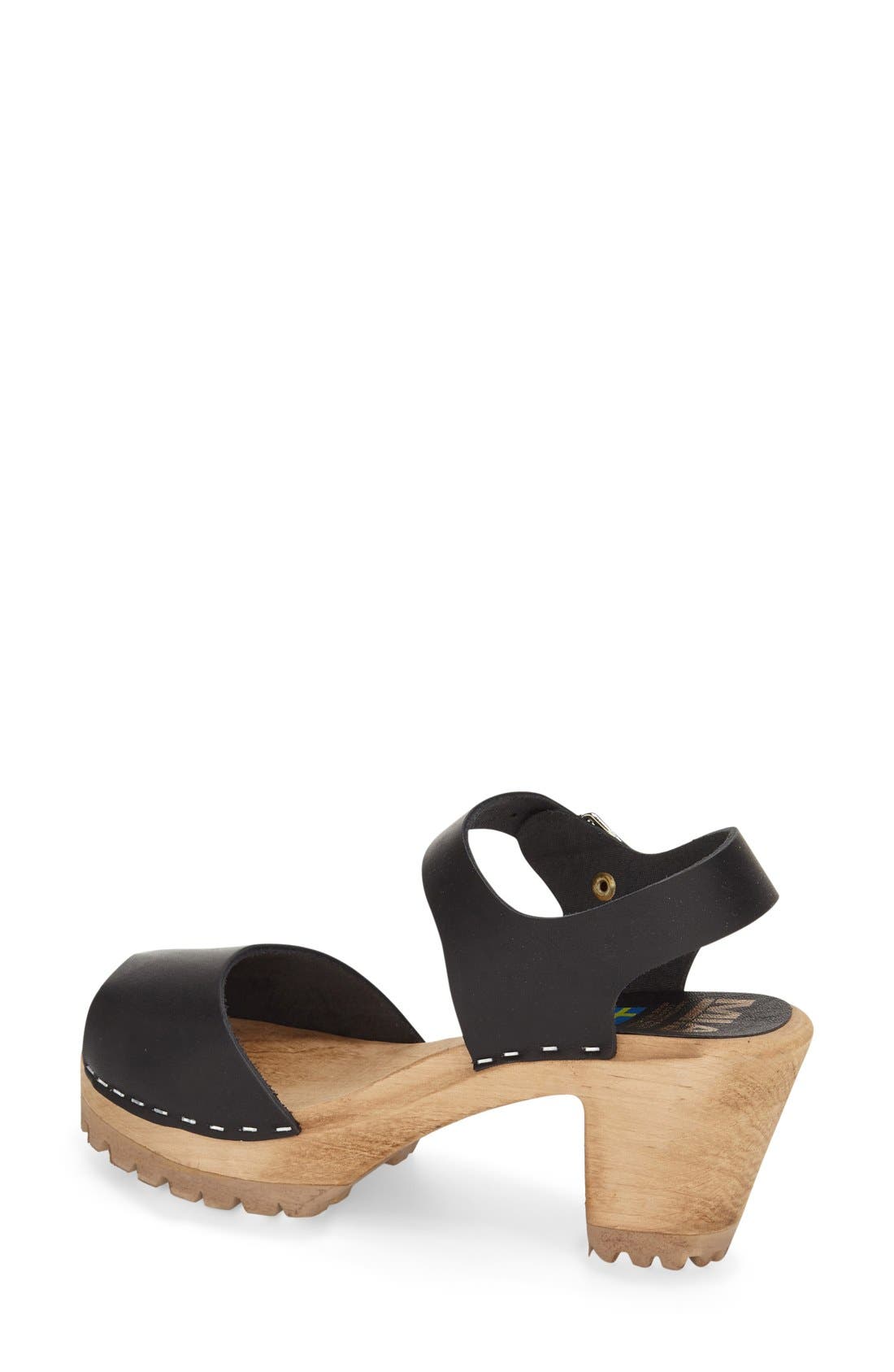 'Greta' Clog Sandal, Alternate, color, BLACK LEATHER