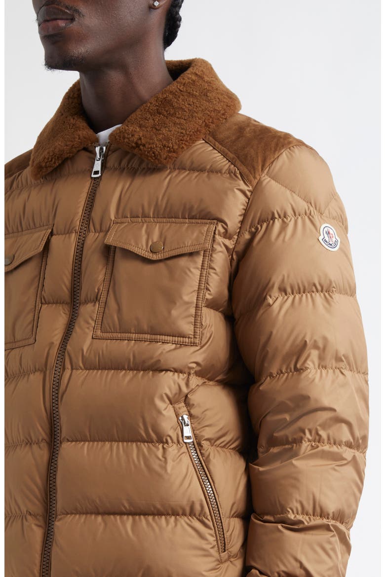 Jafferau Down Jacket with Genuine Shearling Collar, Alternate, color, CARAMEL