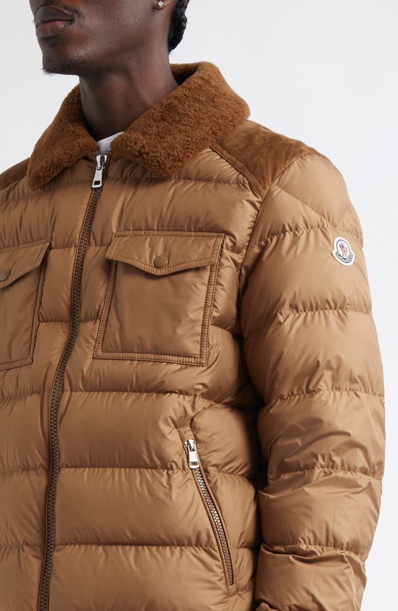 Moncler Jafferau Down Jacket with Genuine Shearling Collar, Alternate, color, 