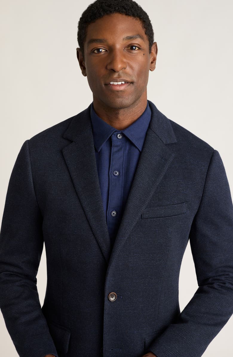 Bonobos Jetsetter Slim Fit Navy Glen Check Knit Wool Blend Sport Coat, Alternate, color, Navy Glen Check