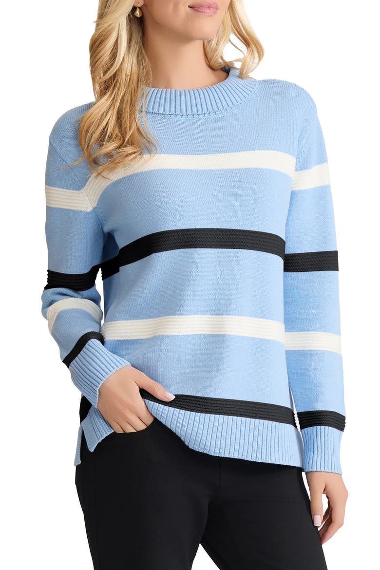 Stripe Crewneck Sweater, Main, color, CHINTZ BLUE MULTI