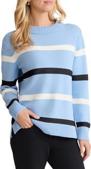Jones New York Stripe Crewneck Sweater