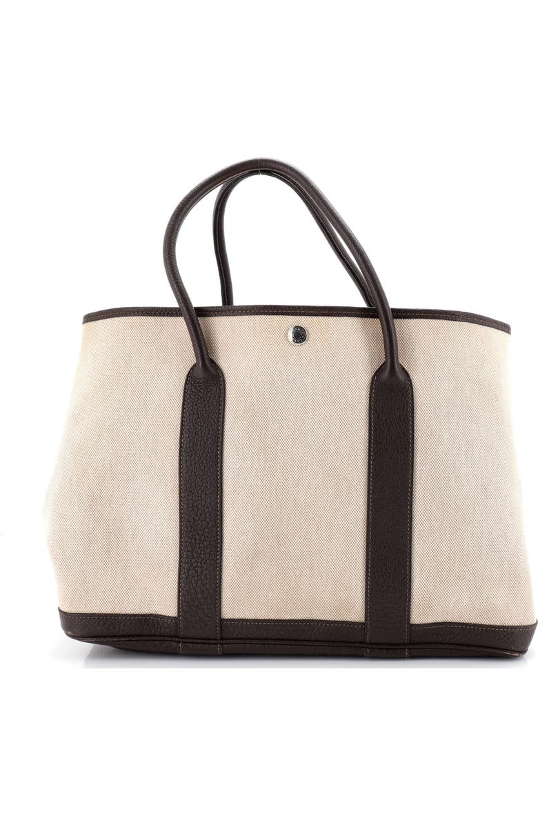 Pre-Owned Hermes Garden Party Tote Toile and Leather 36, Main, color, Ebene