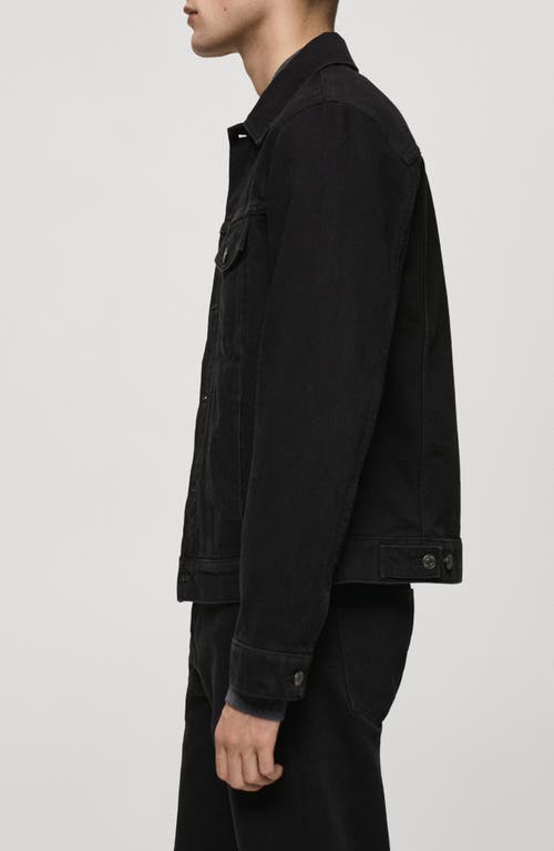 Mango Denim Jacket In Black