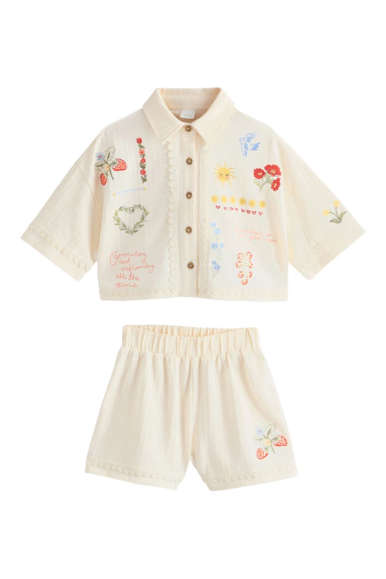 Kids' Embroidered Shirt & Shorts Set, Main, color, NEUTRAL