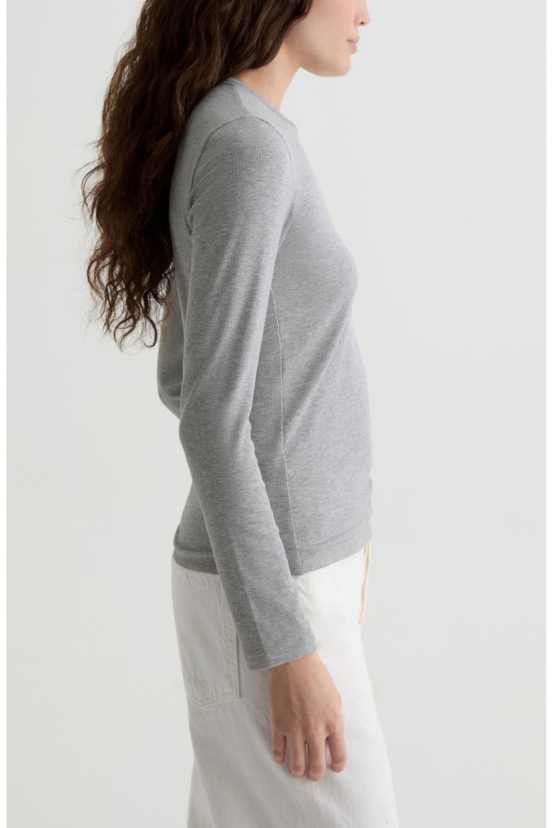 Julia Rib Long Sleeve Top, Alternate, color, HEATHER GREY