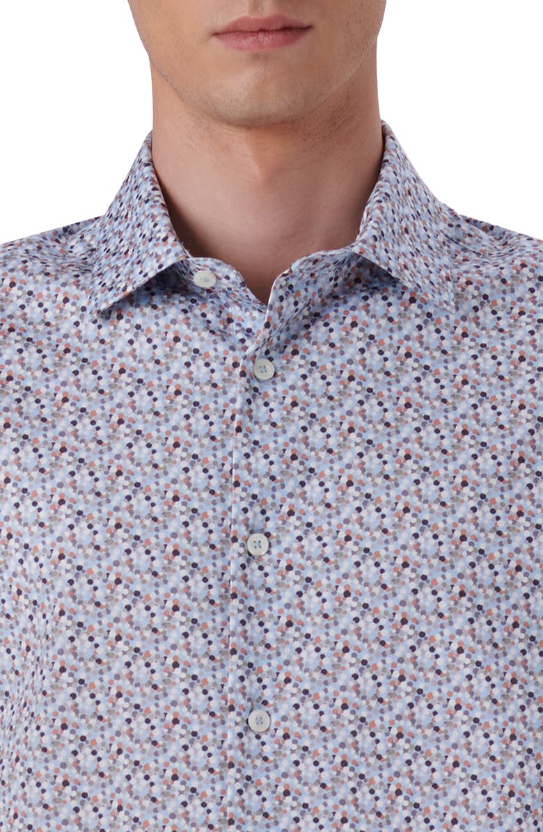 Bugatchi OoohCotton<sup>®</sup> Abstract Print Short Sleeve Button-Up Shirt, Alternate, color, 