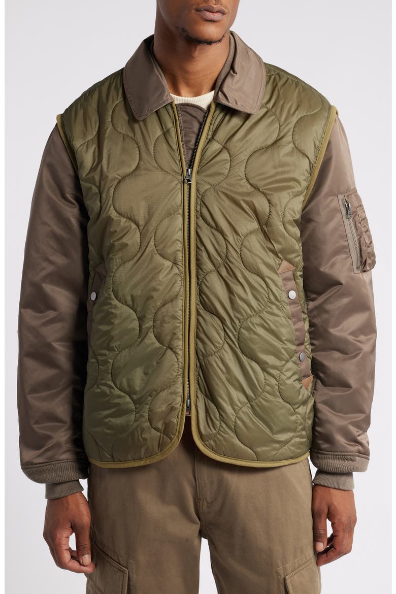 Quilted Mixed Media Ripstop Utility Jacket, Alternate, color, COYOTE BROWN