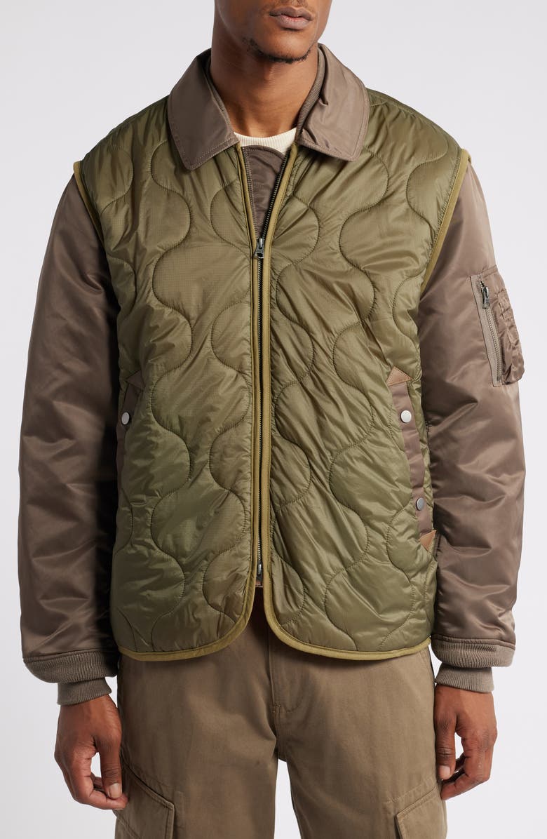 Alpha Industries Quilted Mixed Media Ripstop Utility Jacket, Alternate, color, Coyote Brown