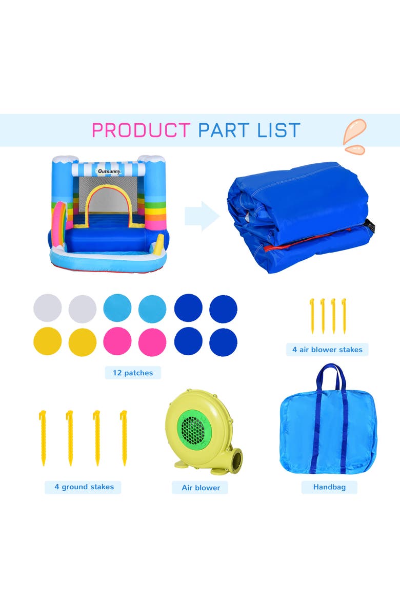 Outsunny 2-in-1 Inflatable Bounce House for Kids, Alternate, color, Multi Color