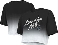 Majestic Threads Women's Majestic Threads Black/White Brooklyn Nets Dirty Dribble Tri-Blend Cropped T-Shirt