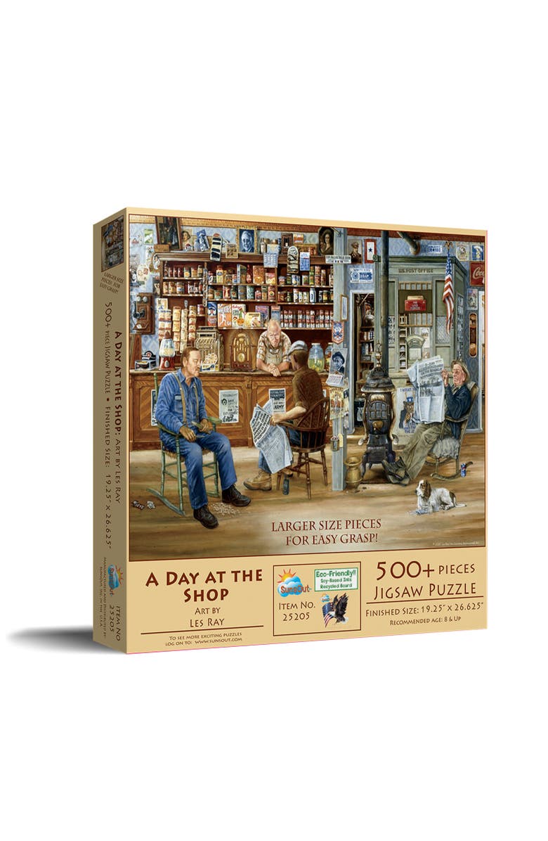 Sunsout A Day at the Shop 500 piece Jigsaw Puzzle for Adults Large Pieces, Main, color, Multicolor