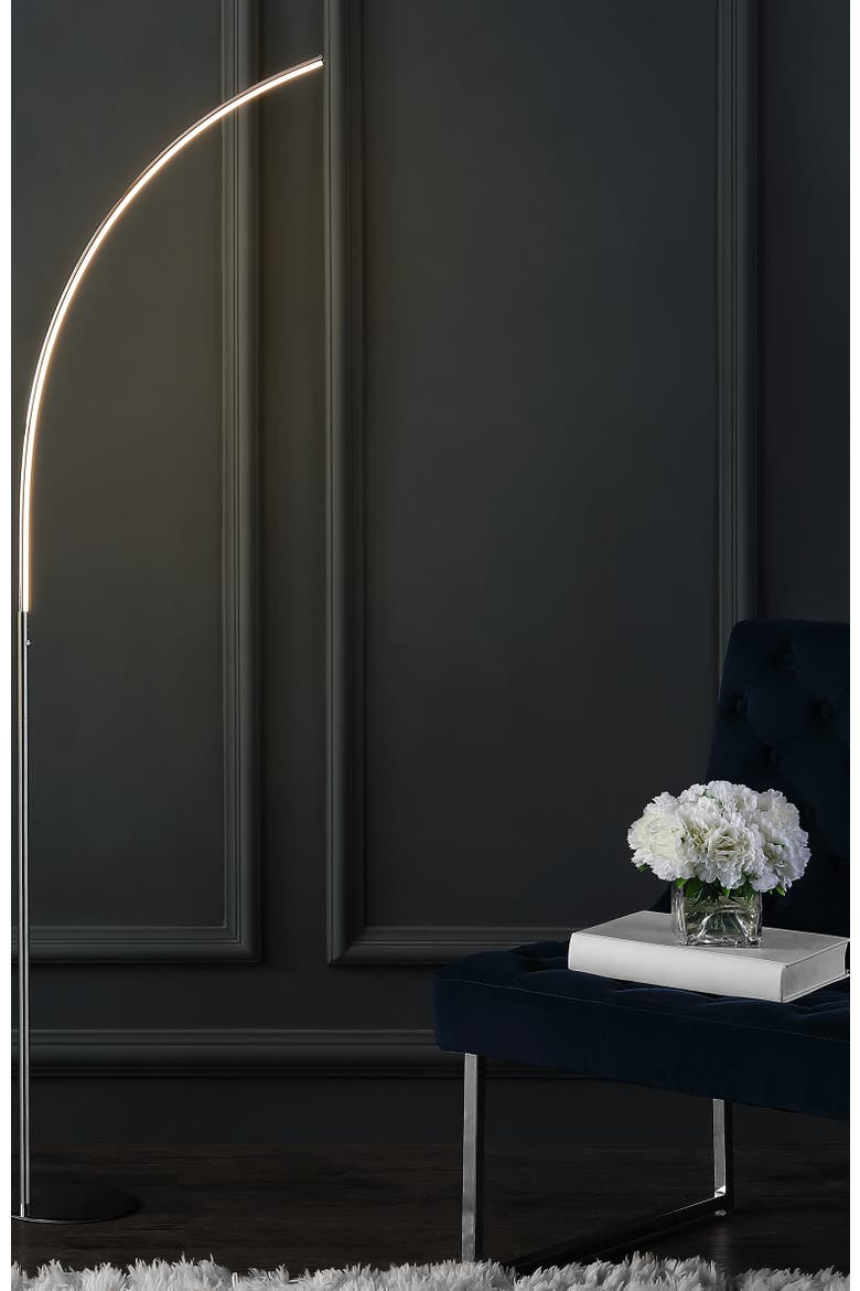 Curva 64" Metal Minimalist Modern LED Integrated Floor Lamp, Chrome, Alternate, color, Chrome