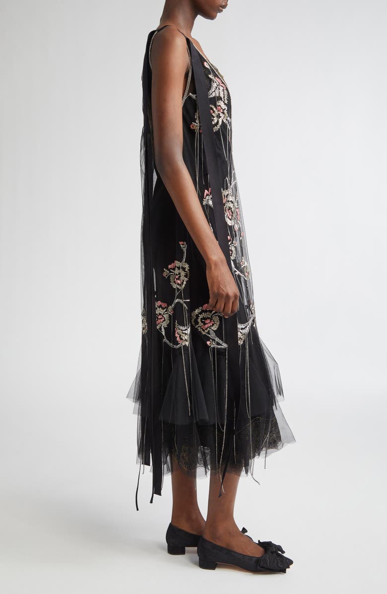 Erdem Sheer Embroidered Cocktail Sheath Dress, Alternate, color, 
