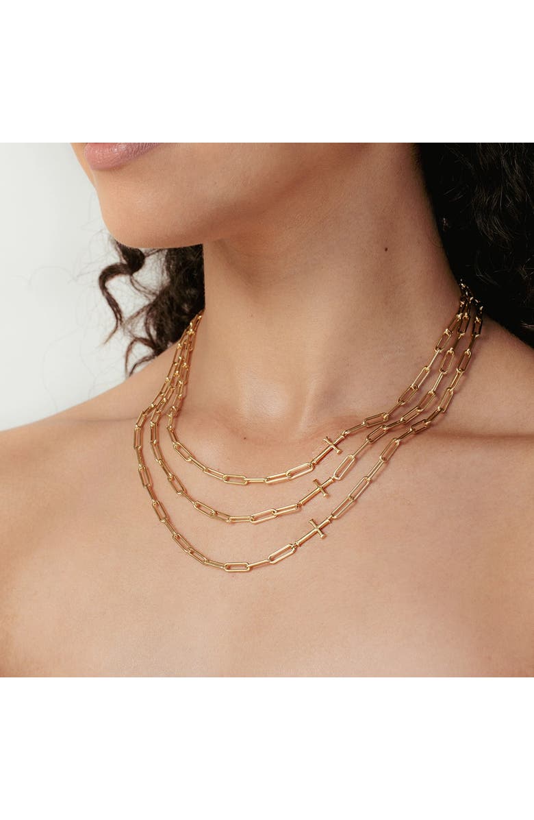 Rizen Jewelry Chain Breaker Cross Necklace, Alternate, color, 18K Gold Plated