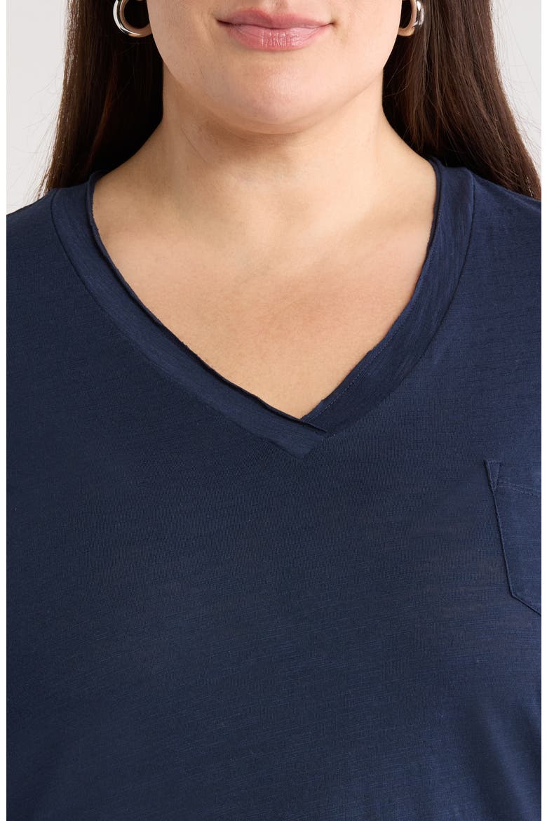 Short Sleeve Cotton & Modal V-Neck Pocket T-Shirt, Alternate, color, NAVY BLAZER