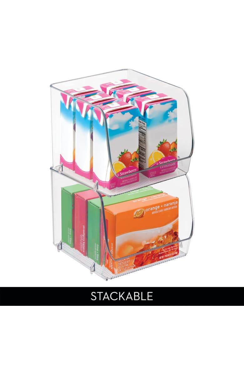 Stackable Open-Front Storage Bin, Set of 3, Clear, Made in USA, Alternate, color, Clear