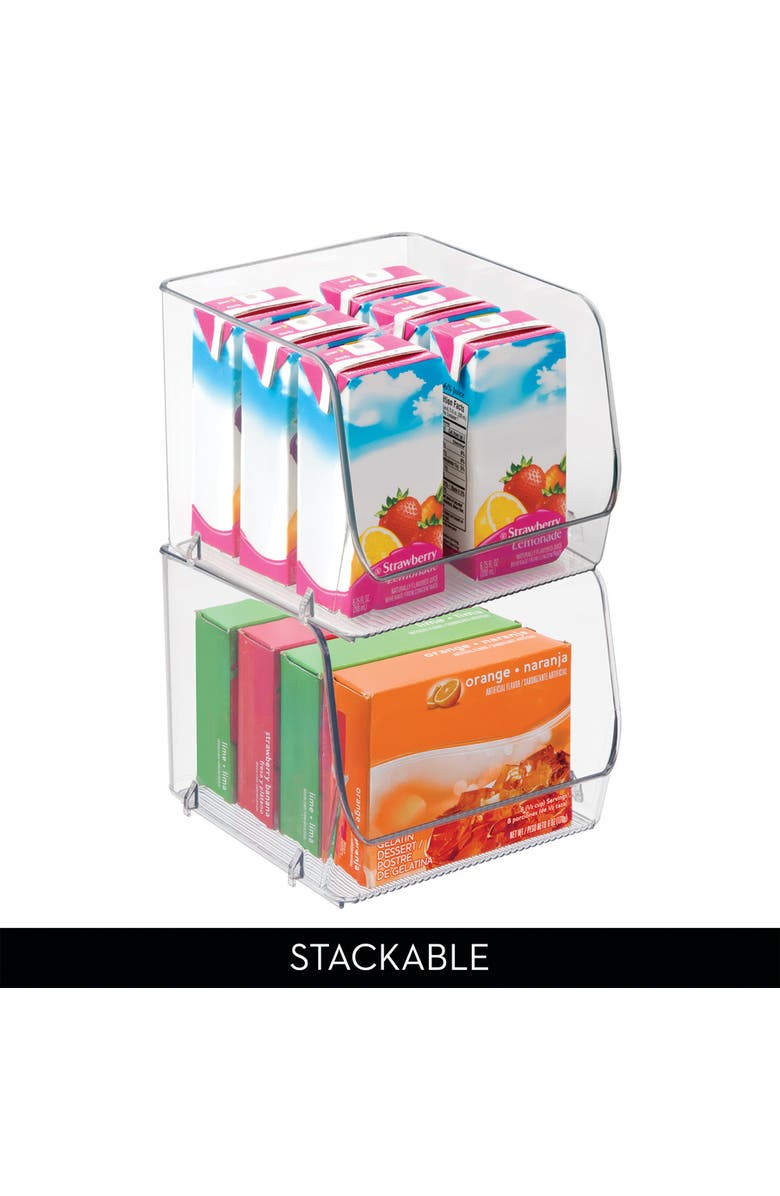 iDesign Stackable Open-Front Storage Bin, Set of 3, Clear, Made in USA, Alternate, color, Clear